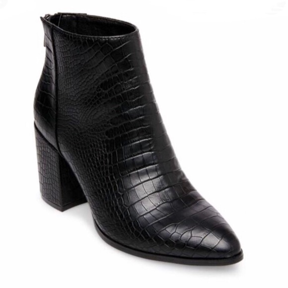 Steve Madden Jillian Black Croc Booties 